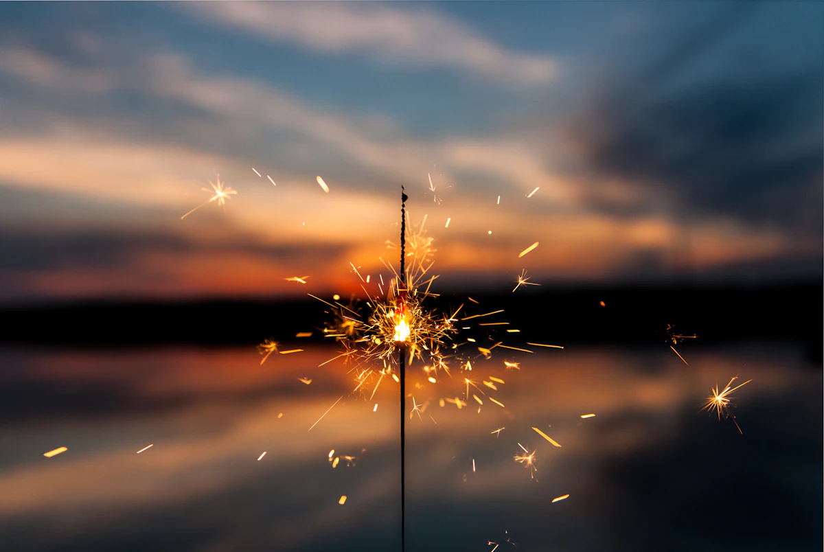 shallow focus photography of fireworks — Cold fire fountains and CO₂ jets