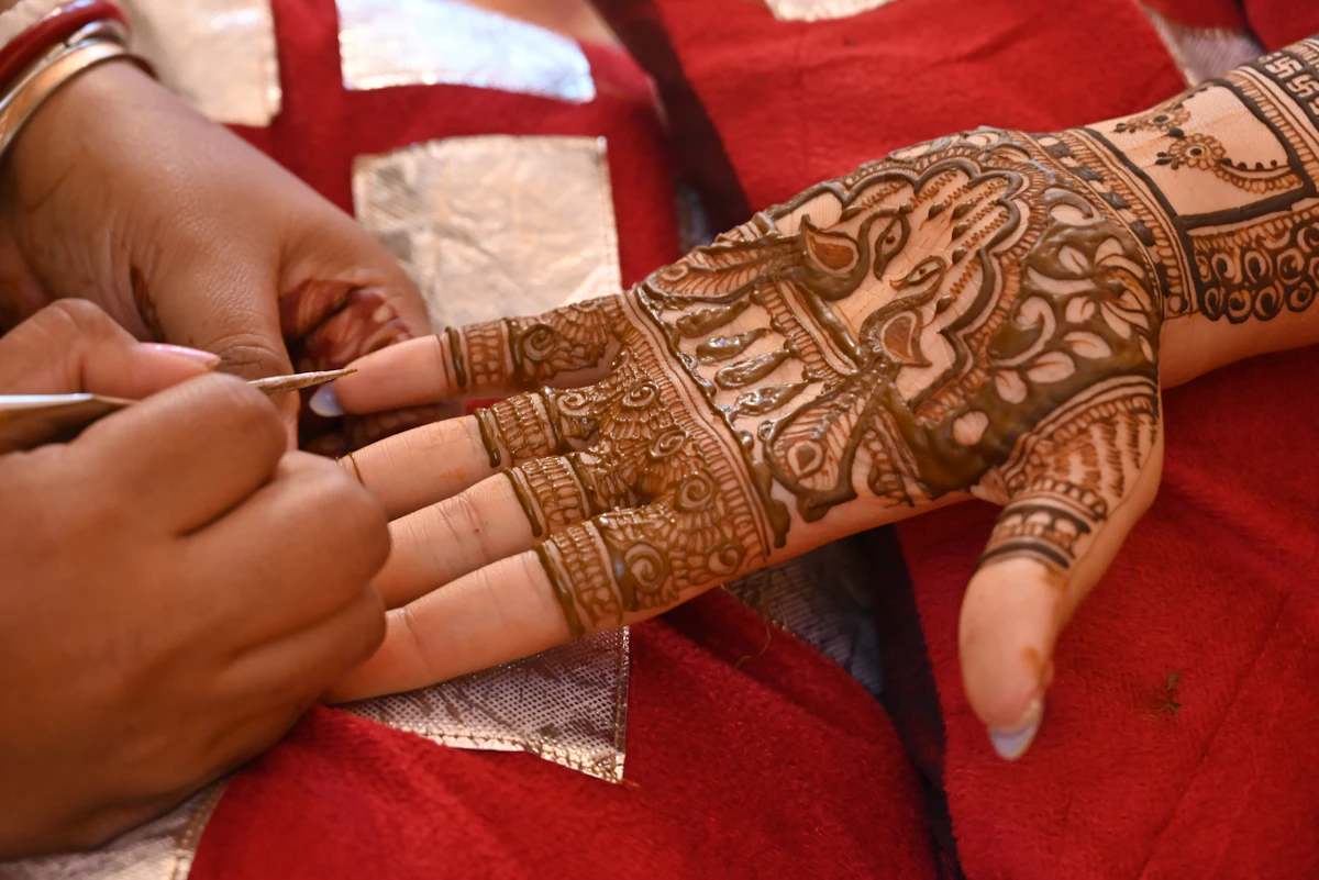 Artist applying intricate henna design to hand — Mehndi artists on speed rounds