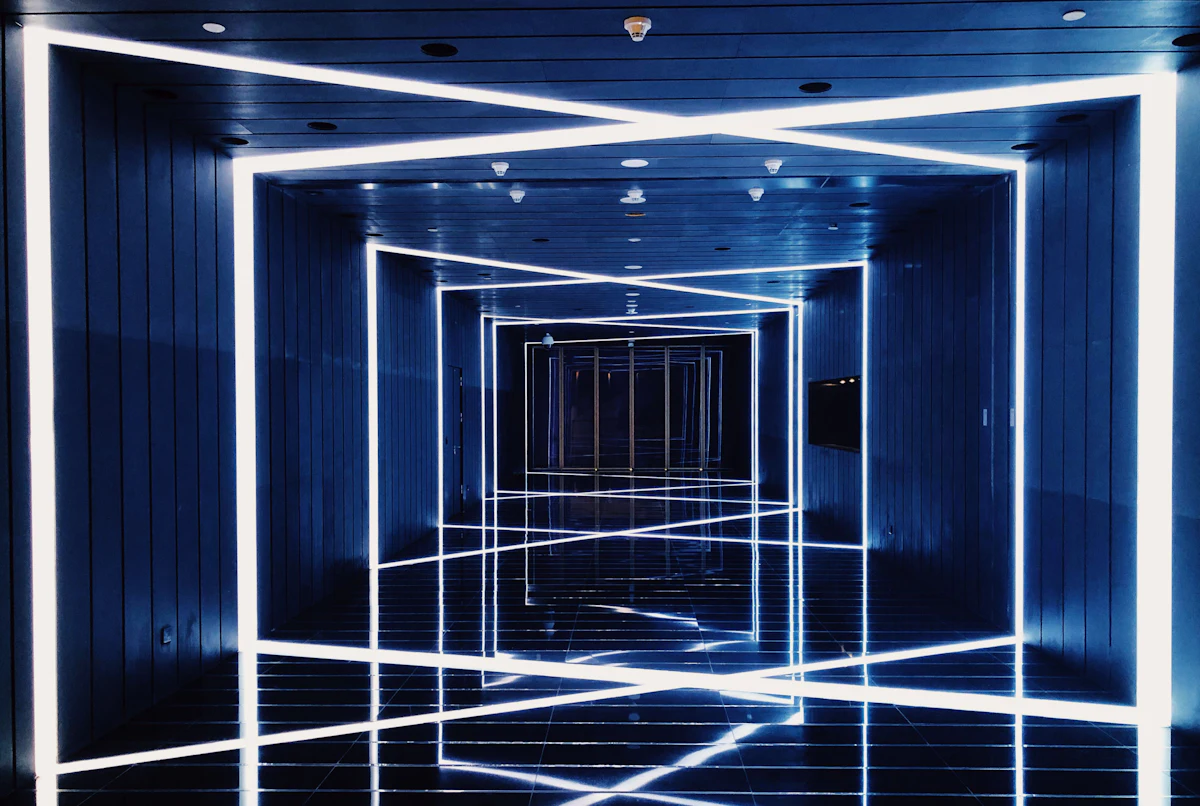 hallway with LED lights — Mirror and LED aisles